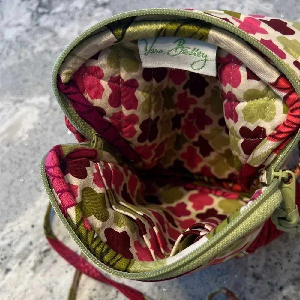 Vera Bradley Pink and Green Floral Crossbody Bag 6.5